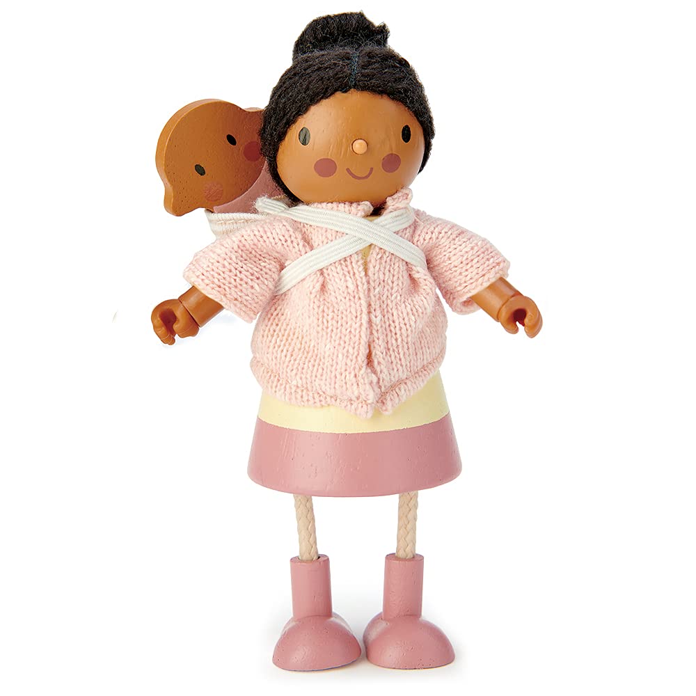 Tender Leaf Toys - Mrs. Forrester and The Baby - Detailed Wooden Doll with Flexible Arms and Legs for Dollhouse - Encourage Creative and Imaginative