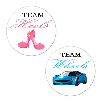 Team Heels Wheels Gender Reveal Party Stickers,2.5 Inch Party Stickers Decorations Supplies Favors Voting Glossy(120 Pcs)