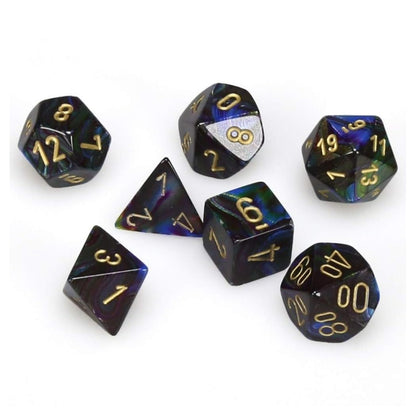 Chessex CHX27499 Dice-Lustrous Shadow/Gold Set