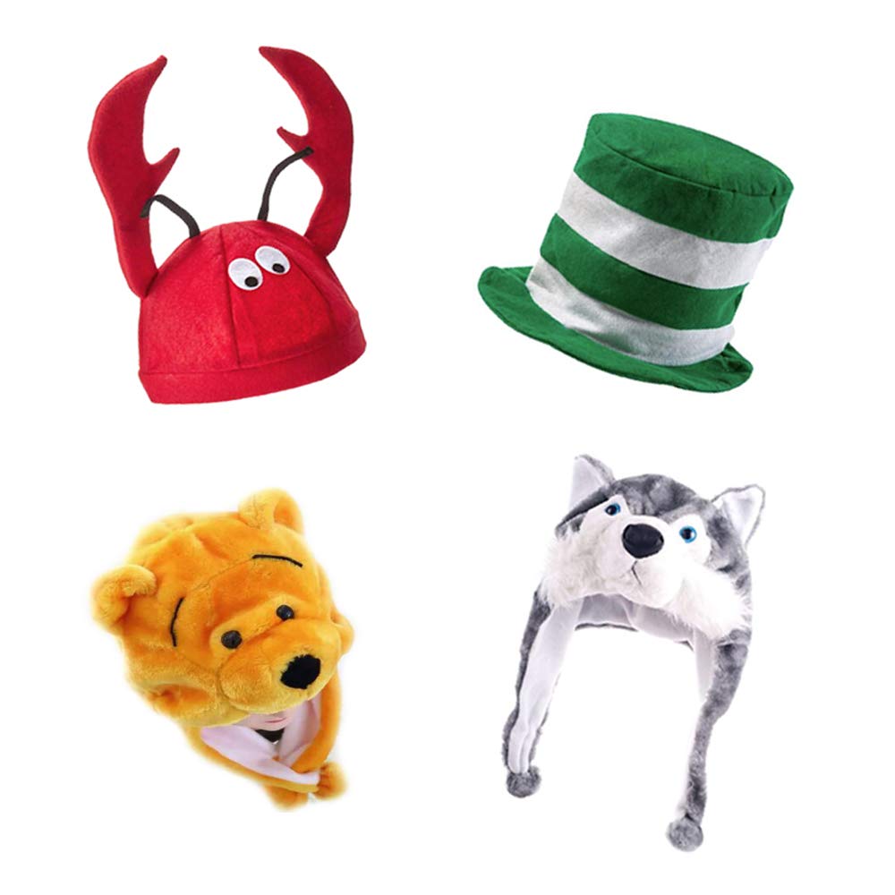 TD.IVES 6 Pack Funny Adult Novelty Party Hats - Assorted Costume Hats, Photo Booth Props Hats for Dress Up Parties, Halloween, Birthdays