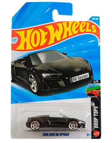 Hot Wheels 2019 Audi R8 Spyder [Black] Drop Tops 4/5, 130/250, 1:64 Scale Diecast Toy Vehicle