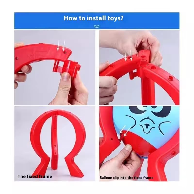 ZSKXYRUS Balloon Blast Party Game Set Entertaining Family Tabletop Game Comes with 10 Balloons 9 Sticks Dice Stand Red Frame Party Supplies Party