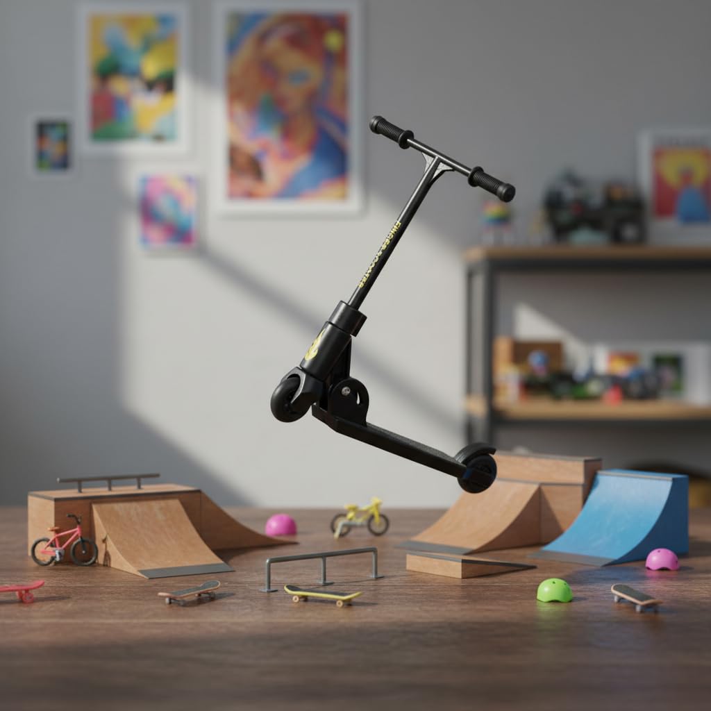 ZLmoue 2Pcs Black T-Head Finger Scooter, Stress Relief Desk Gadget for Skate Fans and Office Workers, Precision Control for Smooth Tricks and Focus