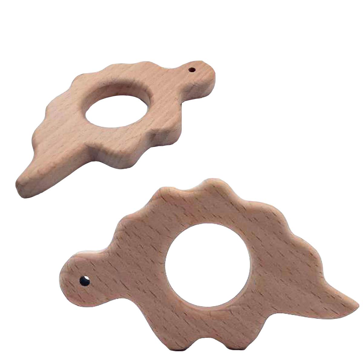 10pcs Lovely Cartoon Wood Dinosaur Pure Natural Animal Shape Beech Wooden Handmade Laser Printed Pattern DIY Necklace Pendant (Dinosaur)