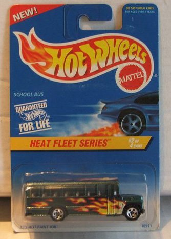 Mattel Hot Wheels Heat Fleet School Bus, Green, 1:64 Scale, 6.1 inches, Kid, Children