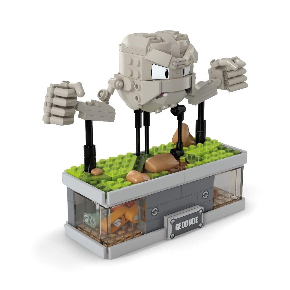 MEGA Pokémon Building Toys Set, Mini Motion Geodude with 355 Pieces, 5 Inches Tall, Moving Arms and Mouth, Adult Collectible