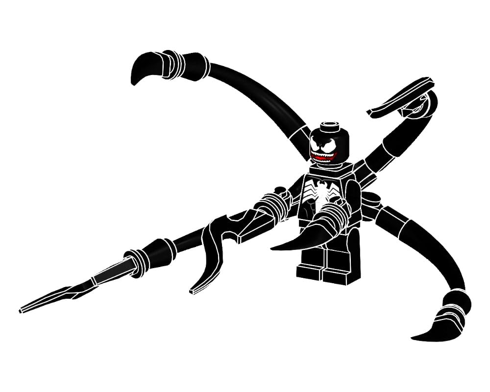LEGO Super Heroes Spider-Man Minifigure - Venom with Spiked Blades and Minifigureland Tile