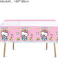 HACBYUTY Tablecloth, 2pcs Hello Cat Kitty Birthday Party, Rectangular, Plastic, 70'' x 42'', Waterproof, Blue Pink