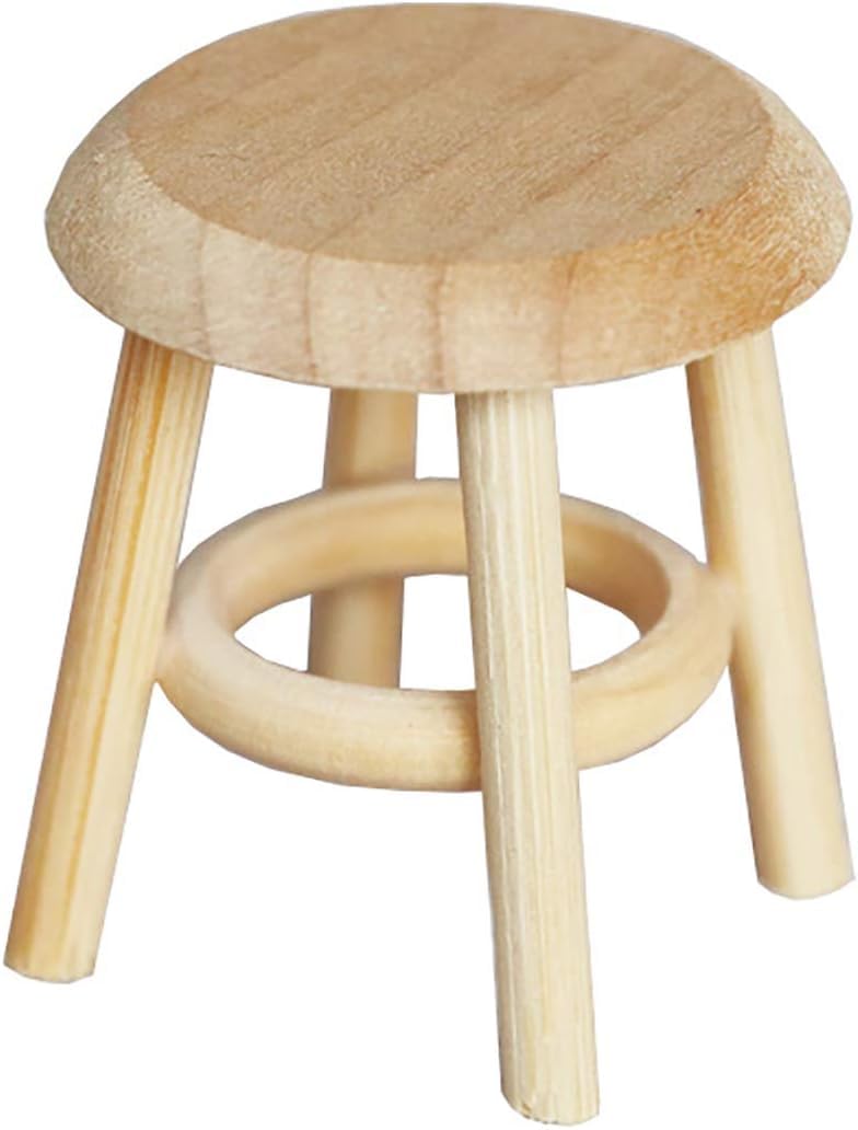Wood Stool Lightweight Mini DIY 1:12 Miniature Dollhouse Stool for Living, Dollhouse Accessories