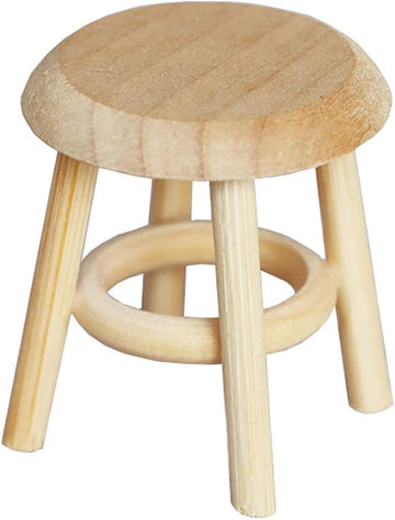 Wood Stool Lightweight Mini DIY 1:12 Miniature Dollhouse Stool for Living, Dollhouse Accessories