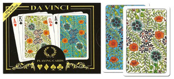 DA VINCI Fiori, Italian 100% Plastic Playing Cards, 2-Deck Bridge Size Small Print Regular Index Set