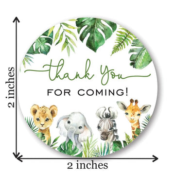 2" Round Wild Safari Favor Stickers for Birthday and Baby Shower - Set of 40 (Palm Leaves)