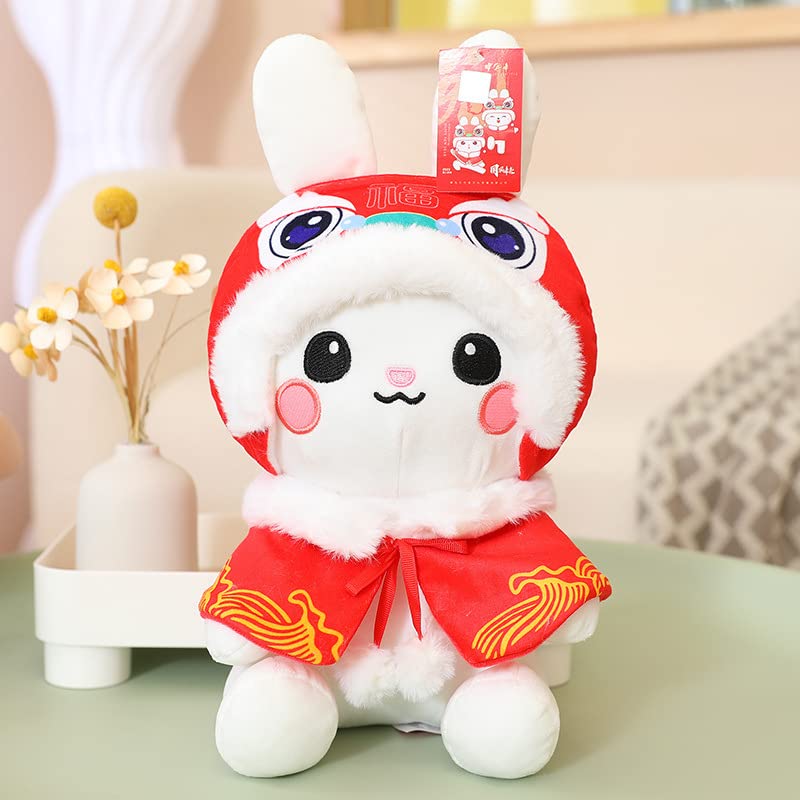 XIZHI Rabbit Stuffed Animal Plush Pillow Toy Chinese New Year Plushes Year Zodiac Rabbit Mascot Decoration Gift for Adult Kids Spring Festival,11.8''