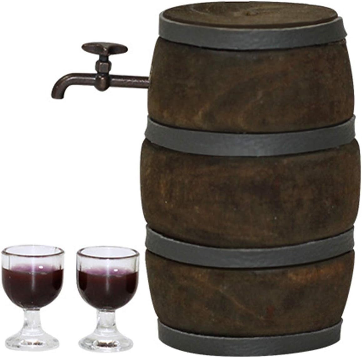 1 Set 1:12 Miniature Red Wine Barrel Cute Wooden Dollhouse Decor Accessories for B