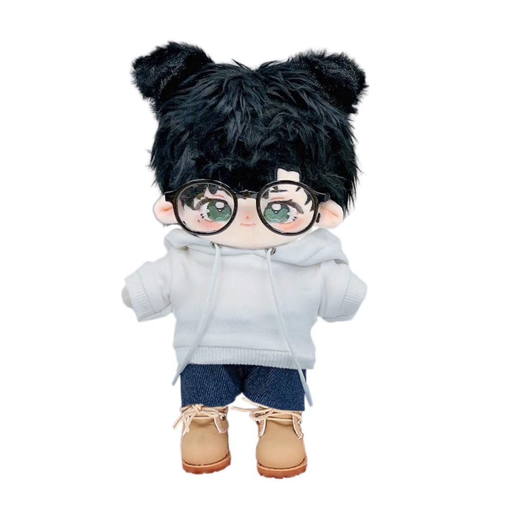 niannyyhouse Loose Solid Hoodie Jeans Glasses Tall Leather Shoes 10cm 15cm 20cm Plush Doll Clothes Soft Stuffed Plush Toy Dress Up Accessories (a9