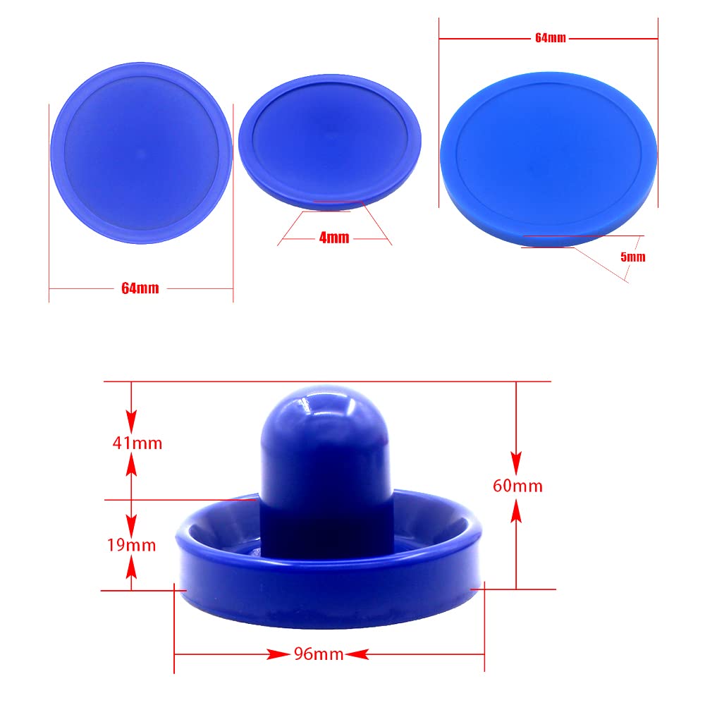 BQSPT Air Hockey Pucks and Paddles,Air Hockey Pushers, Handles Paddles Replacement Accessories (4 Striker 96mm with Pads, 8 Pucks 64mm Thick and Thin)