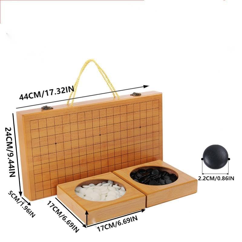19 x19 Folding Go Bowls and Imitation Jade Go Pieces - Classic Strategy Board Game (Weiqi)