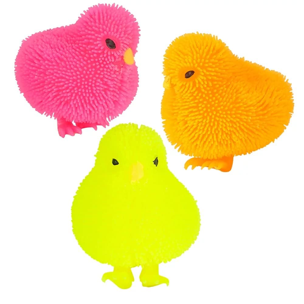 The Dreidel Company 12-Count Chicken Puffer Rubber Duck Toy Duckies for Kids, Stress Reliever Toy for Kids, Bath Ducky, Birthdays, Baby Showers