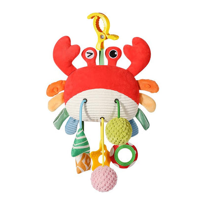 Car Seat Toys for Babies 0-12 Months - Hanging Baby Activity Toy for Car Seat, Stroller, Crib & Gym - Infant Plush Rattle with Mirror, Crinkle