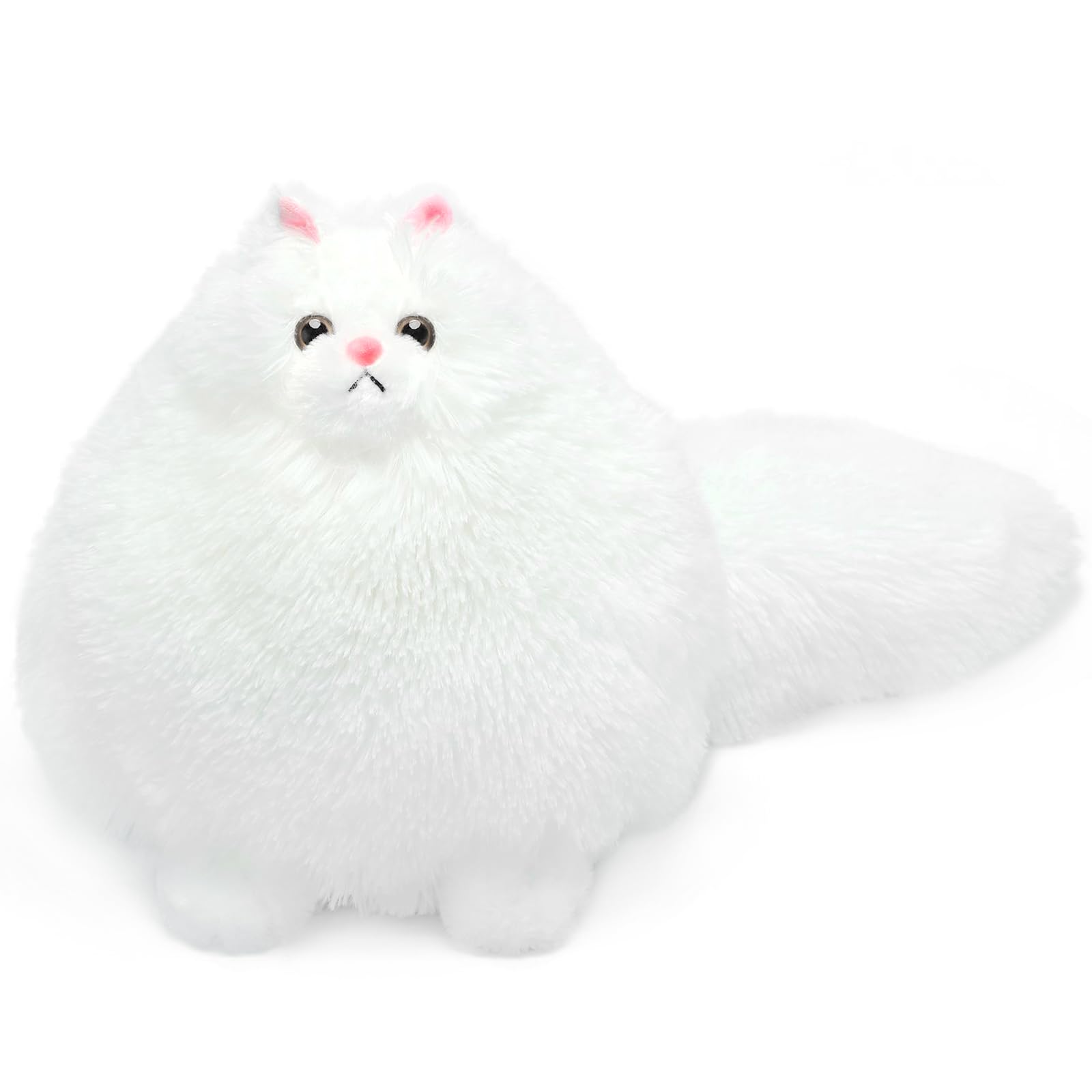 Winsterch Cat Plush Stuffed Animal Toy, 10-Inch White Stuffed Cat for Girls