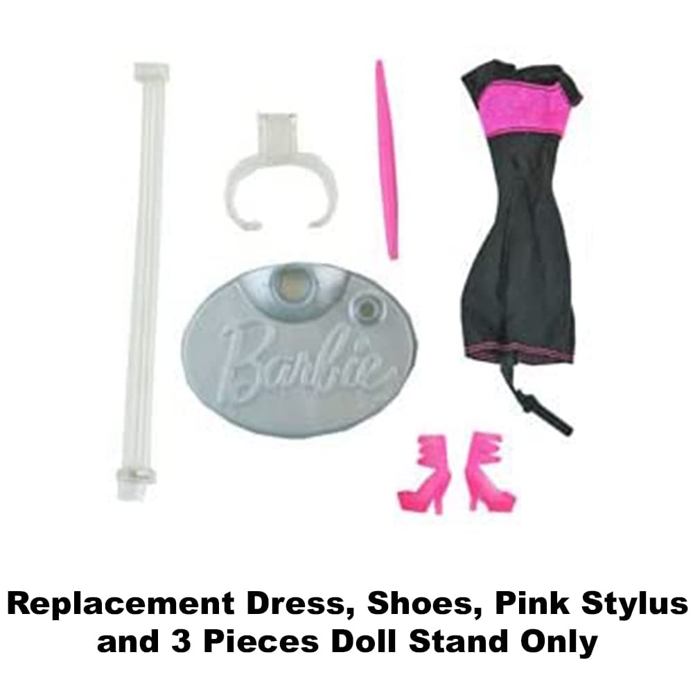 Replacement Parts for Barbie Digital Dress Doll - Y8178 ~ Replacement Parts ~ Includes Dress, Shoes, Pink Stylus and 3 Pieces Doll Stand