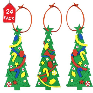 4E's Novelty 24 Pack Christmas Tree Ornament Craft for Kids, 516Pcs Bulk Foam Self Adhesive Individually Wrapped, Christmas Crafts for Kids Ages 4-8