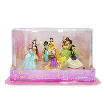Disney Store Official Princess Deluxe Figurine Play Set - 9 Fully Sculpted Disney Figures with Attached Bases - Includes Rapunzel, Cinderella, Aurora
