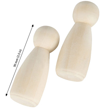 JAPCHET 50 Pack 3-1/2 Inch Wood Peg Dolls, Unfinished Wooden Jumbo Peg People Wood Doll Bodies Figures for Painting, DIY Art Craft Projects, Home