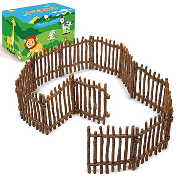 EYSCOTA Realistic Toy Fence, Large Corral Fencing Panel Accessories Playset, Farm Fence Toys for Barn Paddock Horse Stable Horses Figurines, Christmas