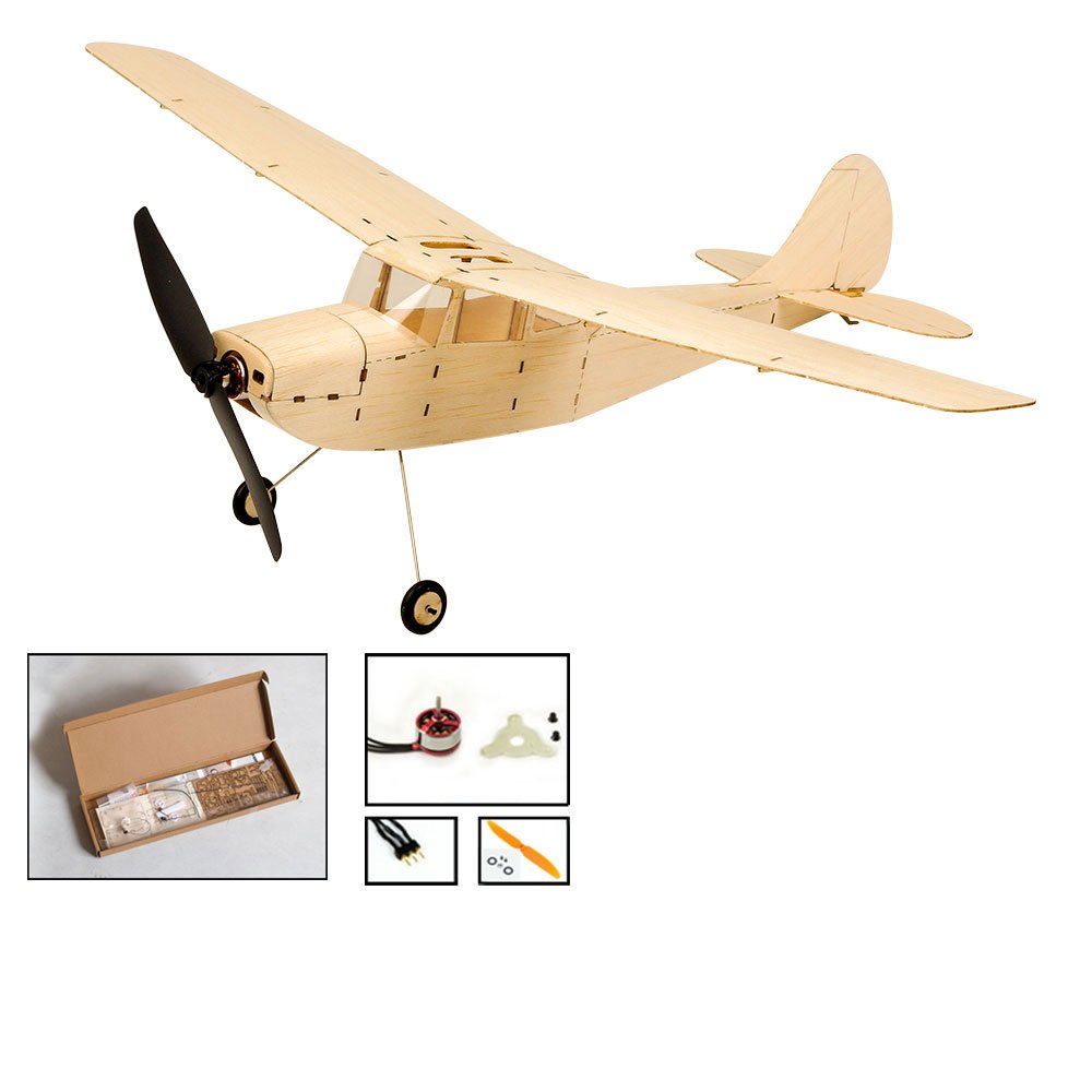 DW Hobby Micro Indoor Balsa Wood Electric Building Airplane Cessna L-19 445mm Wingspan Balsa Laser-Cut Aircraft Un-Assembled for Adults (K1202)