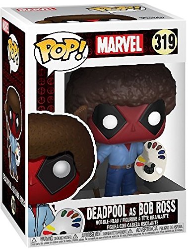 Funko Pop! Marvel X-Men: Deadpool Playtime - Bob Ross Deadpool Vinyl Figure (Bundled with Compatible Box Protector Case), Multicolor, 3.75 inches