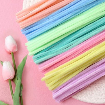 Pipe Cleaners Bulk Pastel,300 Pcs Thick Pipe Cleaner Crafts Supplies 7 Assortment Macaron Color Chenille Stems for Arts and Craft Projects Creative