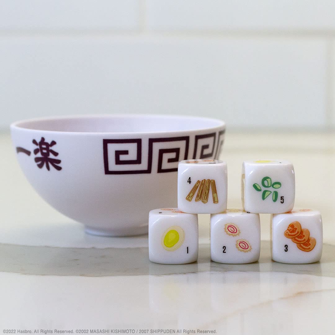 USAOPOLY YAHTZEE: Naruto Shippuden | Collectible Ramen Bowl Dice Cup | Classic Family Dice Game Based on Anime Show | Great for Family Game Night |