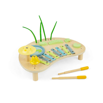 Bigjigs Toys Jungle Music Bench - All in 1 Wooden Musical Set for Toddlers and Kids, Percussion Sets, Instruments & Accessories, Gifts for Kids, Ages
