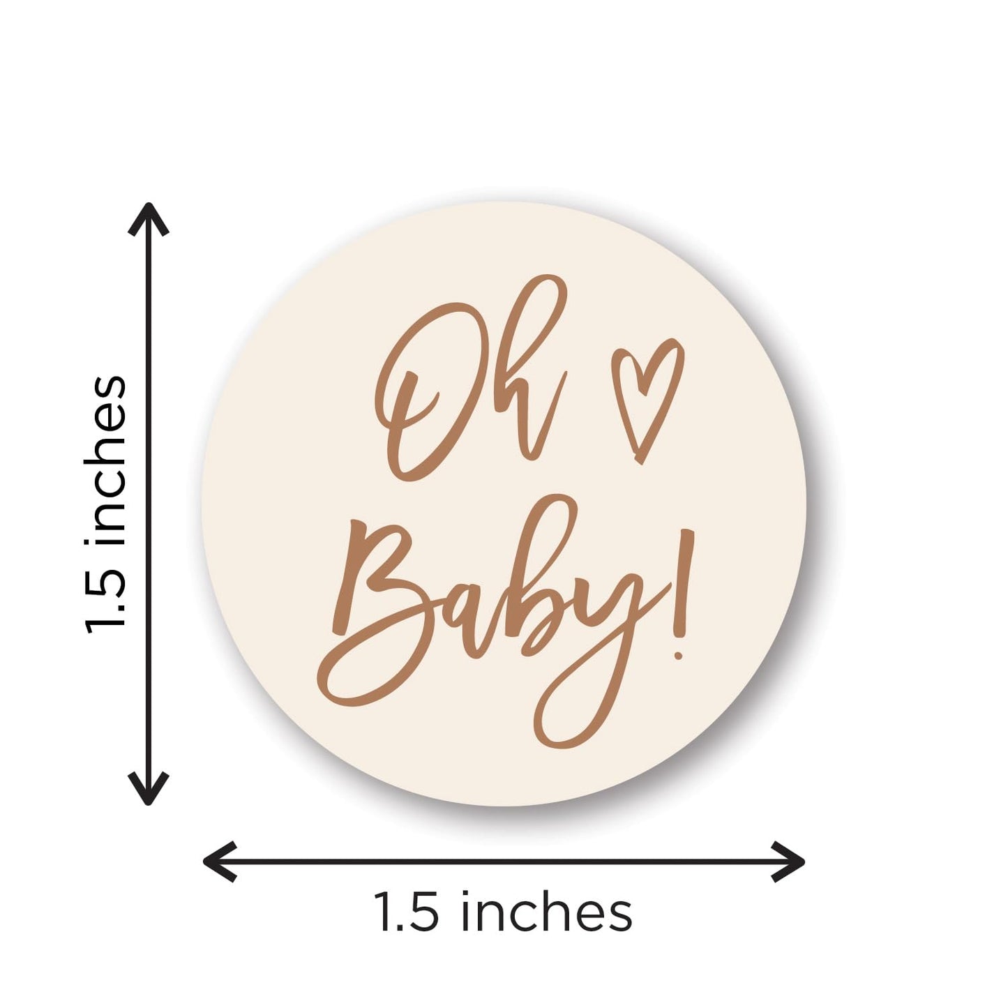 1.5-Inch Round Oh Baby Stickers - Set of 60 (Latte)