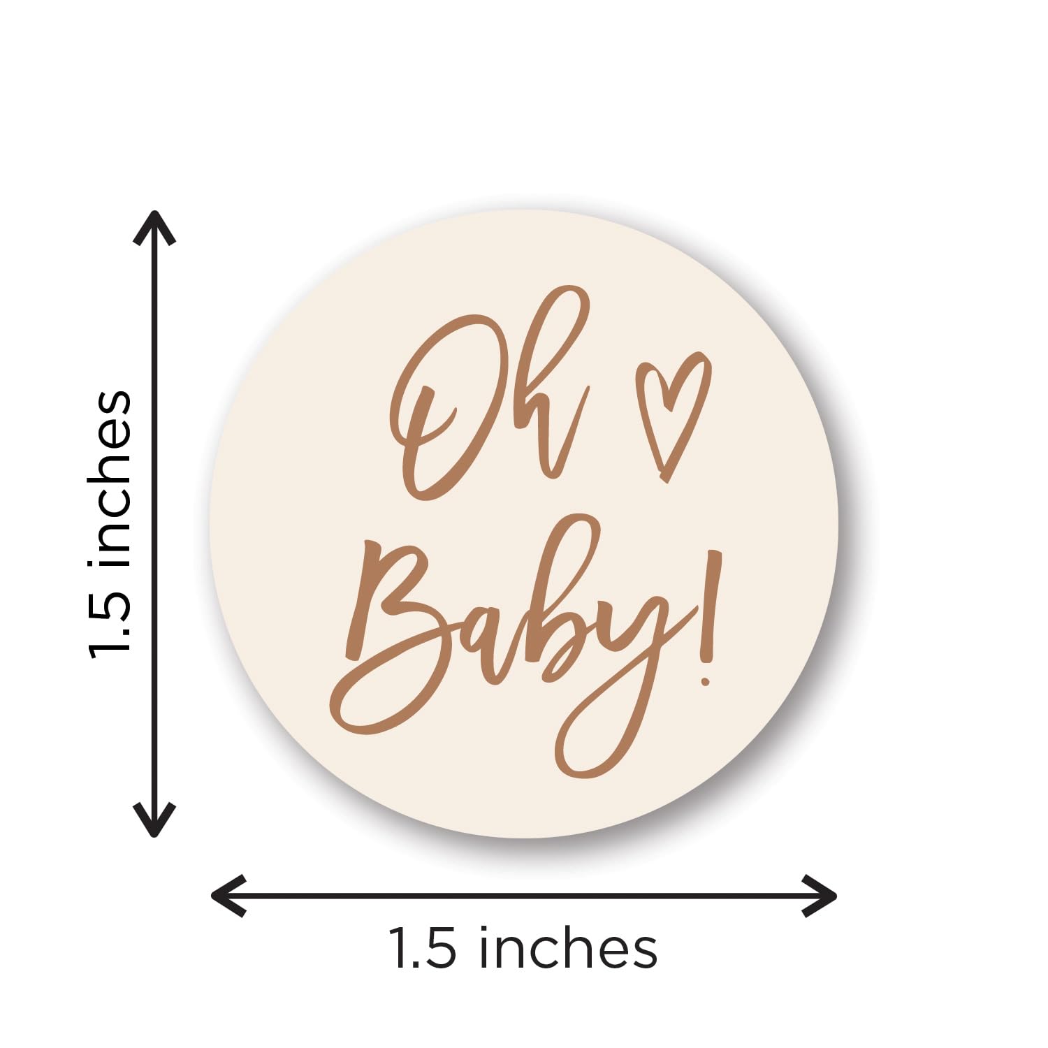 1.5-Inch Round Oh Baby Stickers - Set of 60 (Latte)
