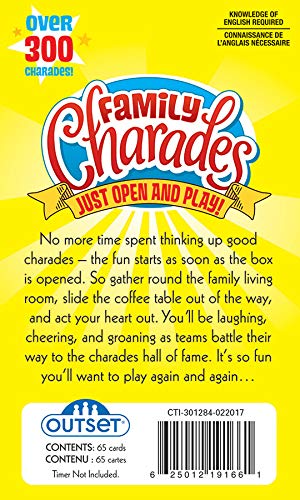 Outset Media Family Charades Card Game Travel Friendly - Includes Over 300 Charades - Perfect for Parties, Vacations, and Holidays - Ages 8+