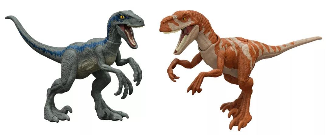 Jurassic World Dominion Velociraptor Blue vs Atrociraptor Dino Battle 2 Pack Dinosaur Figures HFY46