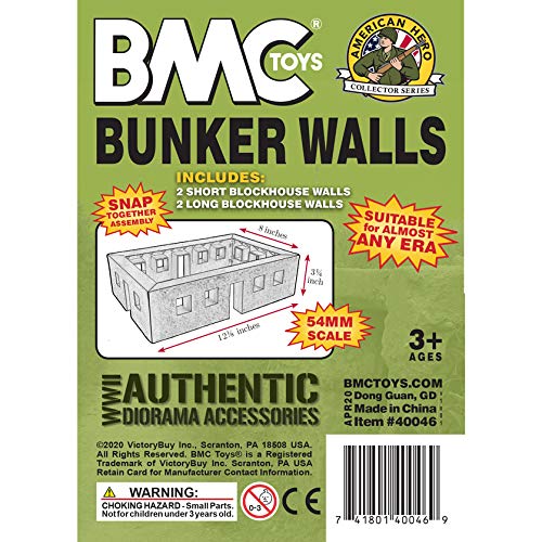 BMC WW2 Bunker Walls - Tan Plastic Army Men Playset Accessory Building