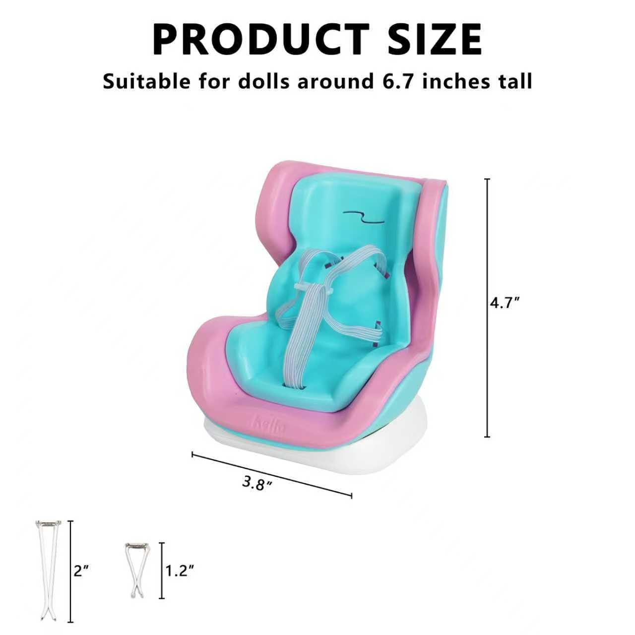 KBBYT Doll Car Seat for 6-7 Inch Dolls with Elastic Strap & Magnetic Base - Vent Clip Mount and Desk Stand, for Blind Box Collectors