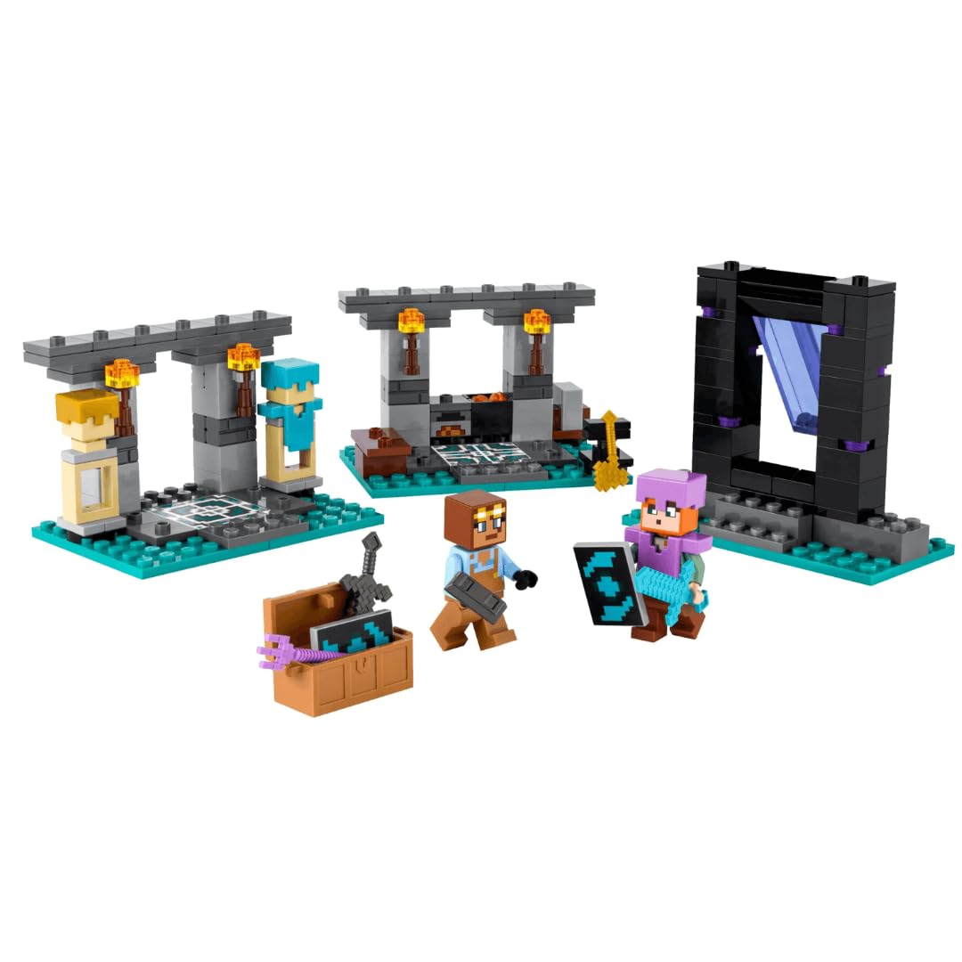 LEGO Minecraft The Armory Building Set, Includes Popular Minecraft Figures Alex and Armorsmith, Action Toy for Gamers and Kids, Gift for Boys and