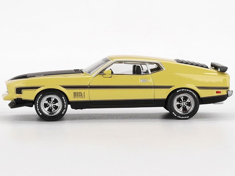 MINI GT Mach 1 Grabber Yellow with Black Hood and Stripes Limited Edition 1/64 Diecast Model Car MGT01139