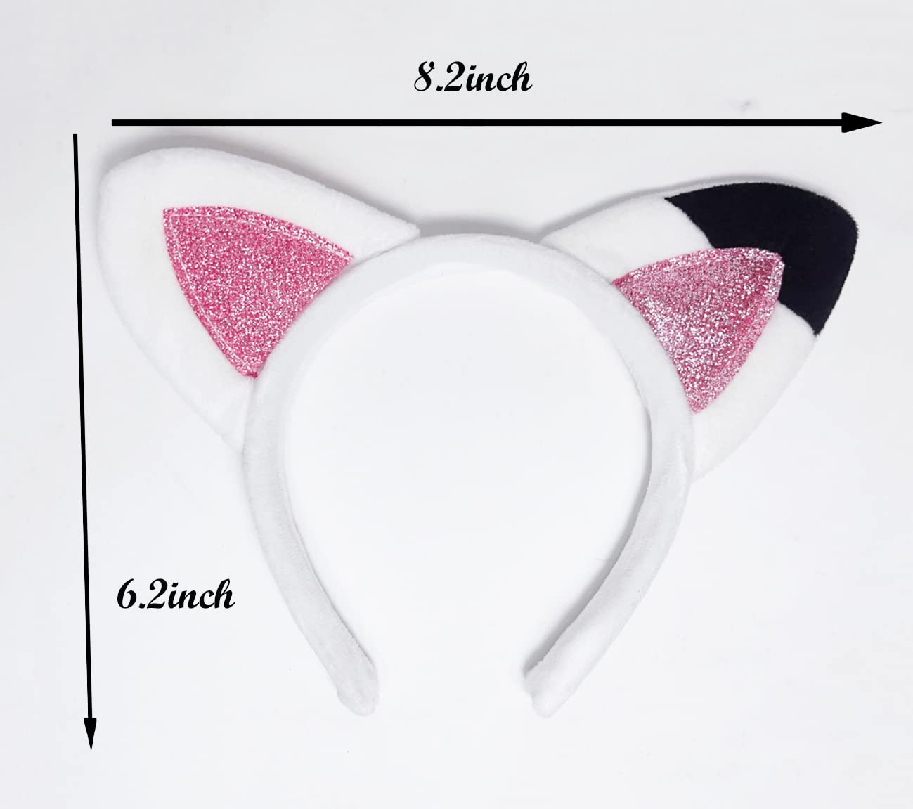 Atvscay Cat Ears Headband Birthday Party Headwear Shiny Flannelette Hair Hoop For Girl Halloween Costume (Elastic Headwear)
