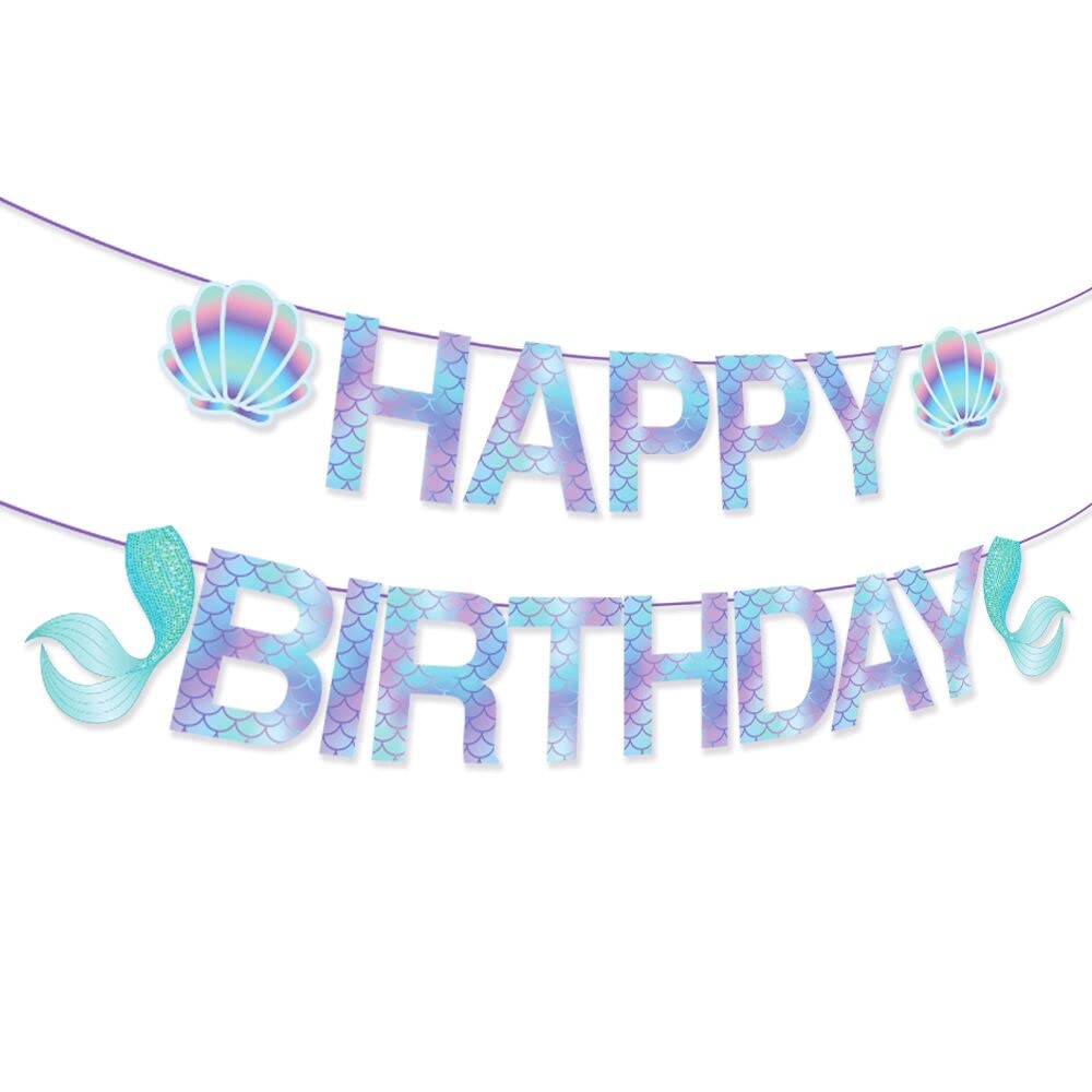 Anor WishLife Sparkle Banner,Mermaid Birthday Decorations,Mermaid Party Decorations for Girls,Boys,Kids,Home,Classroom,Baby Shower,1st Birthday