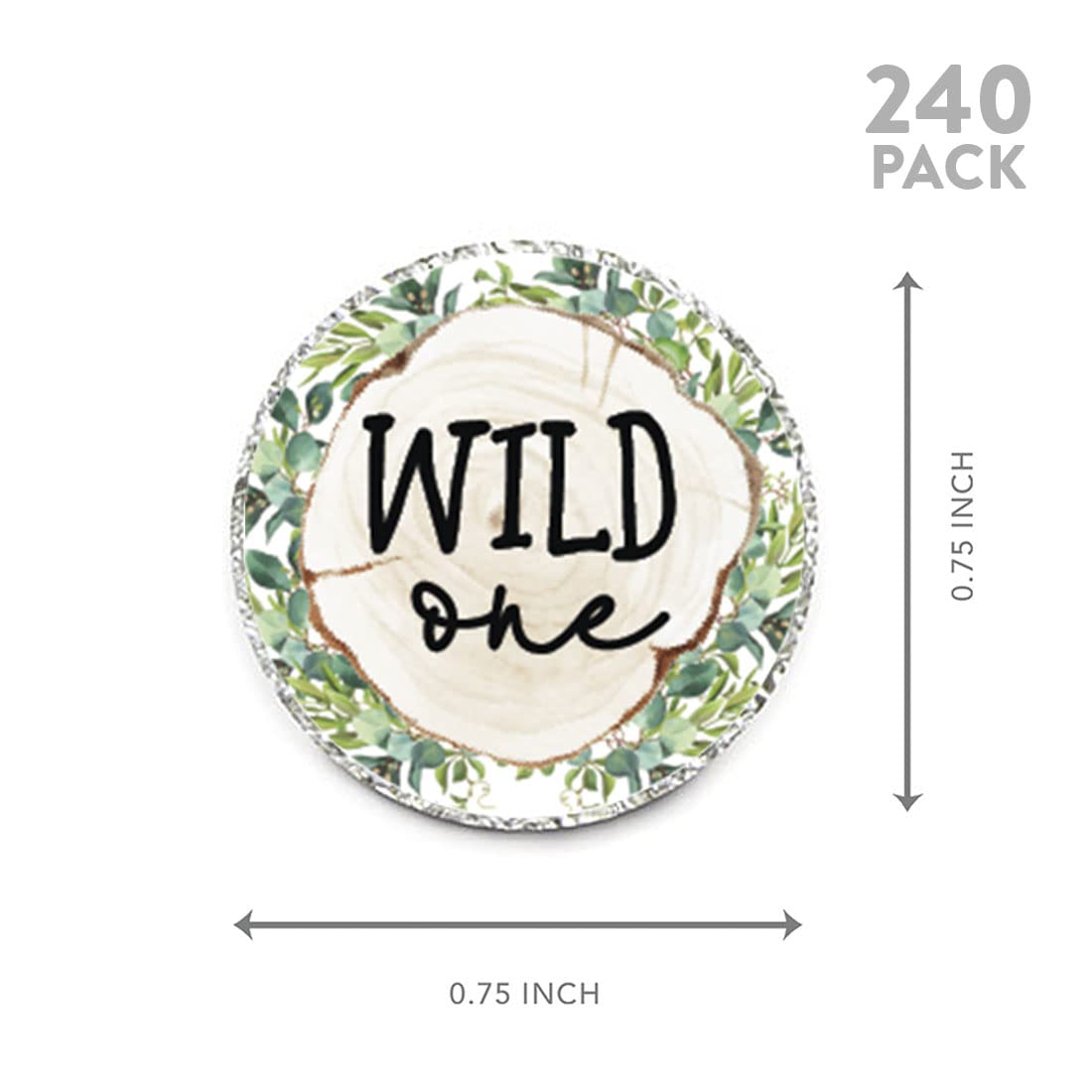 Andaz Press Woodland Safari Animals Wild One Chocolate Drop Label Stickers for Kisses, First Birthday Party Favor Label Stickers, Kids 1st Birthday