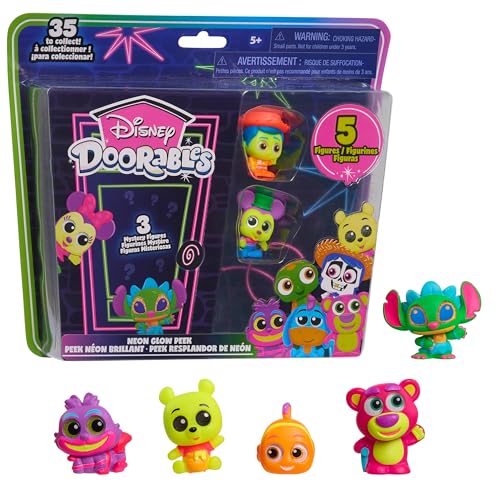 Just Play Disney Doorables Neon Glow Peek, Kids Toys for Ages 5 Up