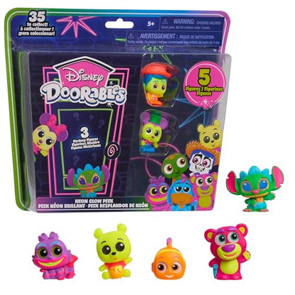 Just Play Disney Doorables Neon Glow Peek, Kids Toys for Ages 5 Up