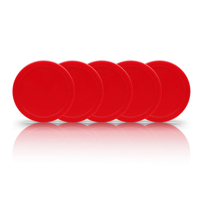 BERYLER 5 Pack Air Hockey Red Replacement, 2.5" in Diameter, Thicker Pucks for Game Tables, Accessories, Equipment