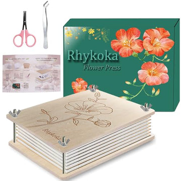 Rhykoka Professional Flower Press, 8 Layers 6.3x8.3 inch (16x21cm) Wooden Flower Press Kit/Flower Pressing for Adults, Great Gift for DIY Flowers