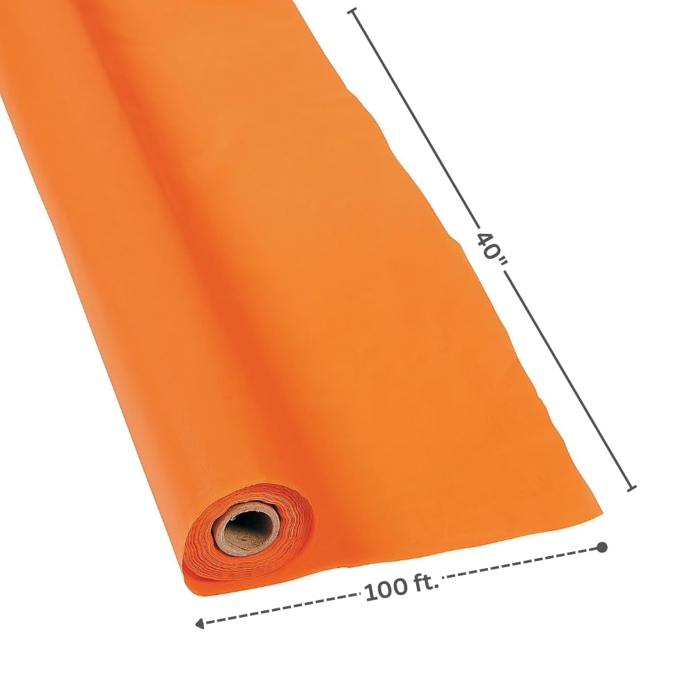 Fun Express 40 x 100 Feet Plastic Table Cover Roll Premium Disposable Plastic Tablecloth for All Type/Shape Tables | Picnic, Party, Banquet